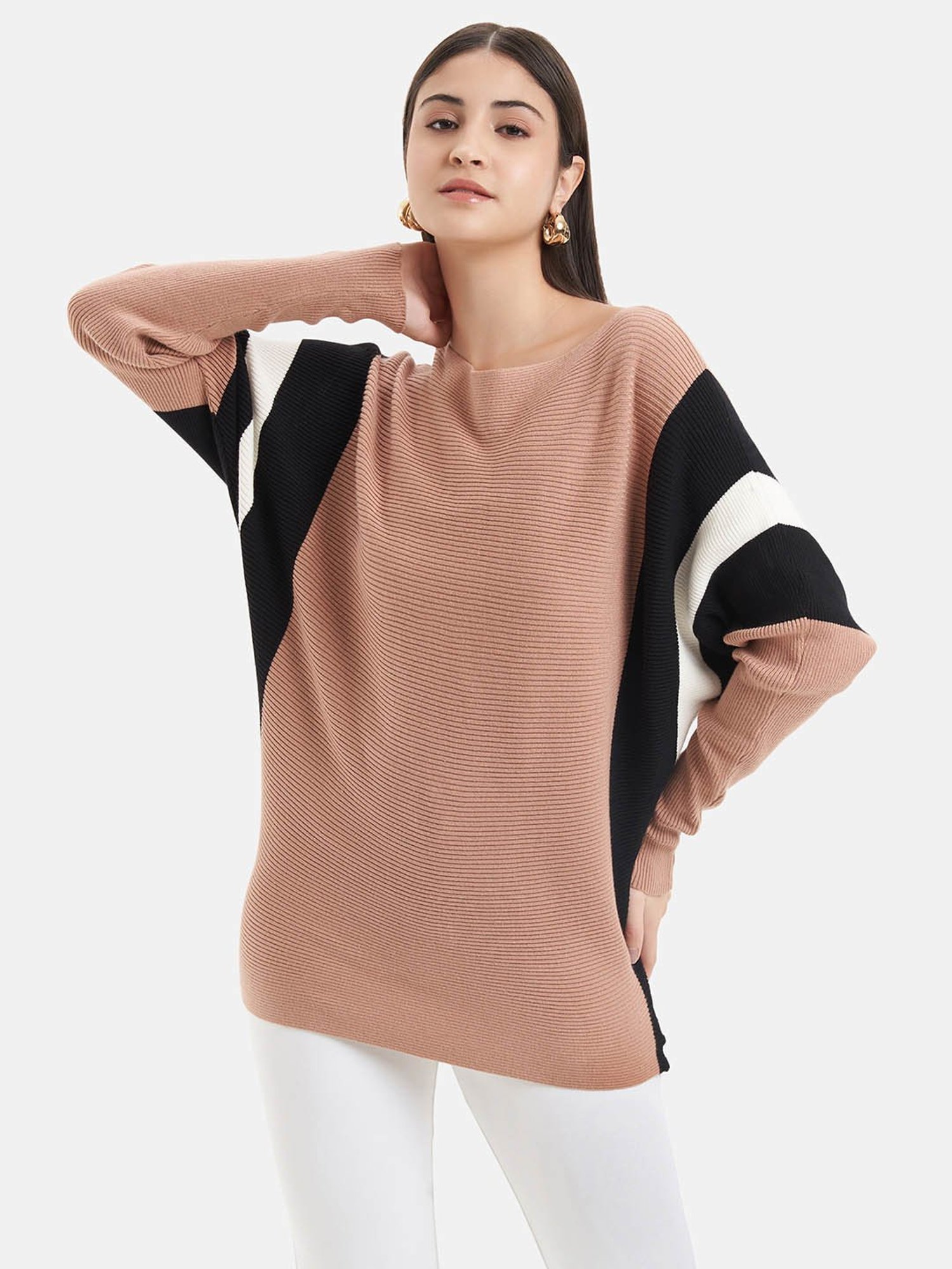 Kazo Khaki Color-Block Pullover