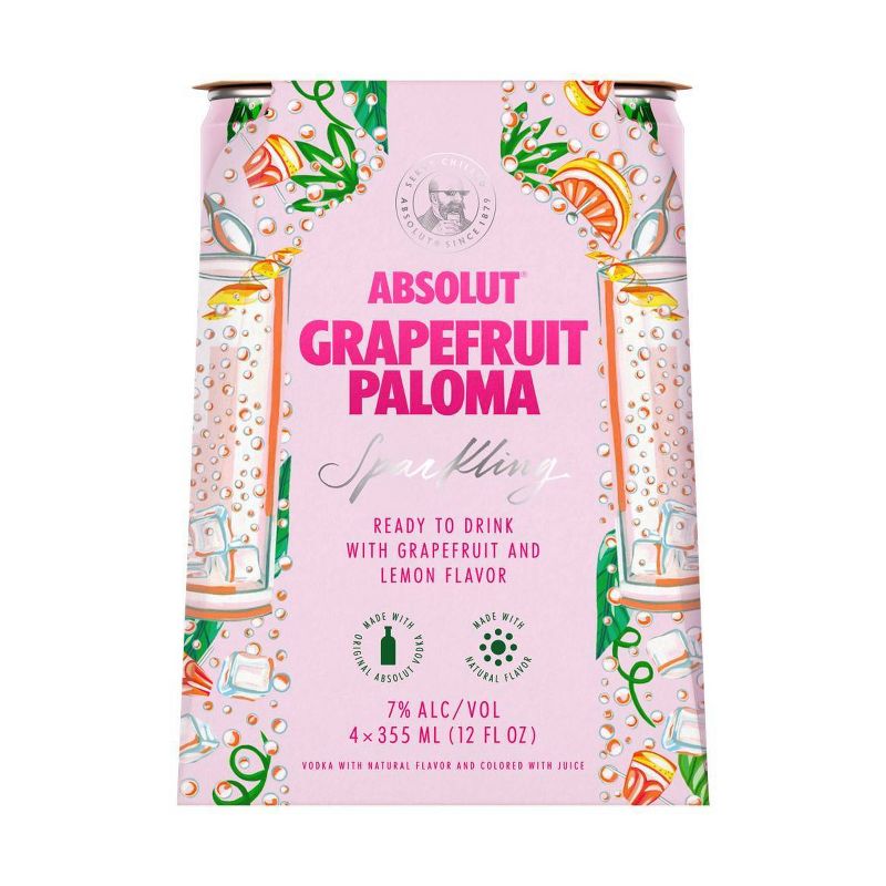 Absolut Grapefruit Paloma Sparkling Vodka Cocktail - 4pk/355ml Cans
