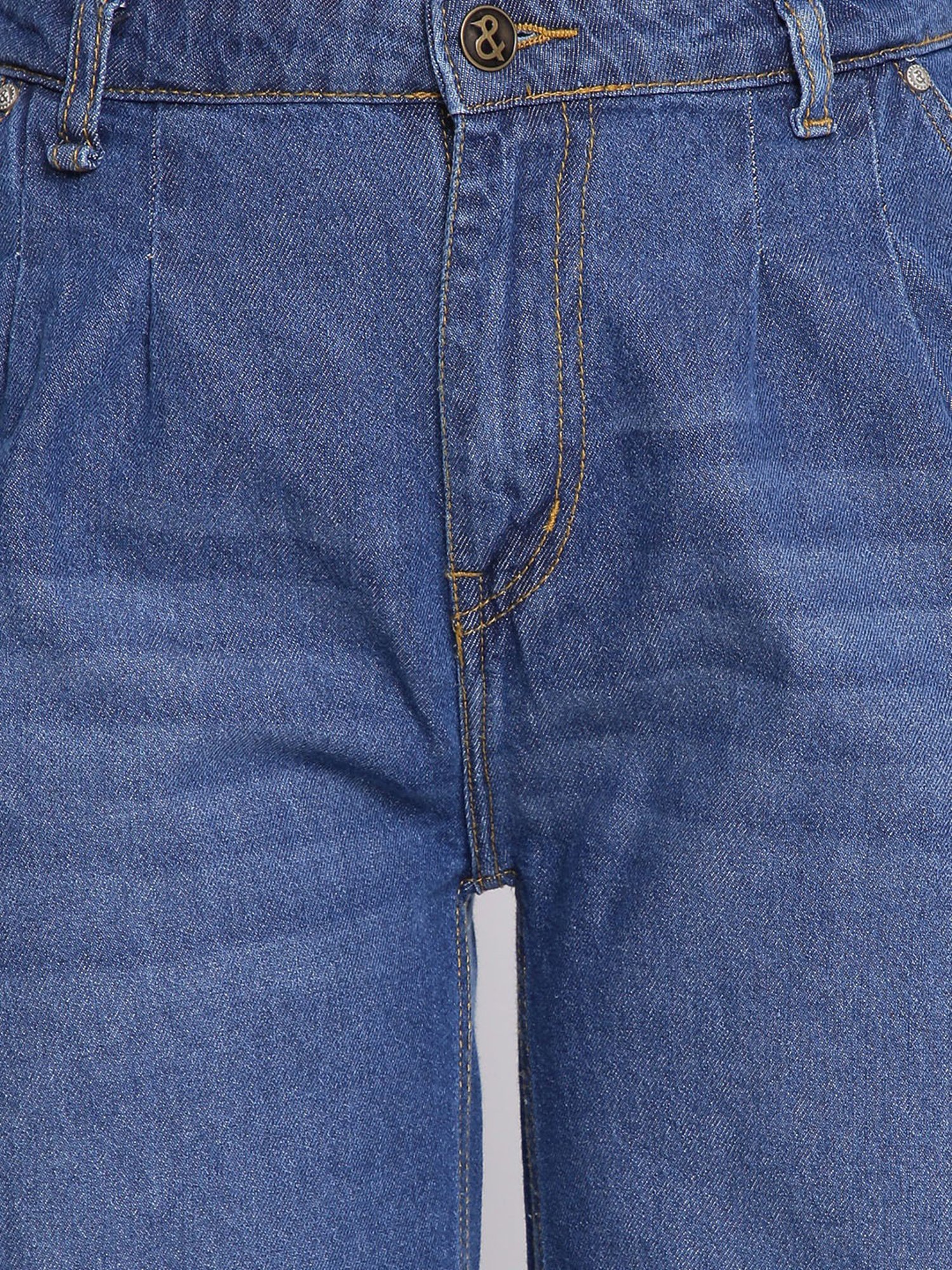 Tales & Stories Blue Regular Fit Lightly Washed Jeans