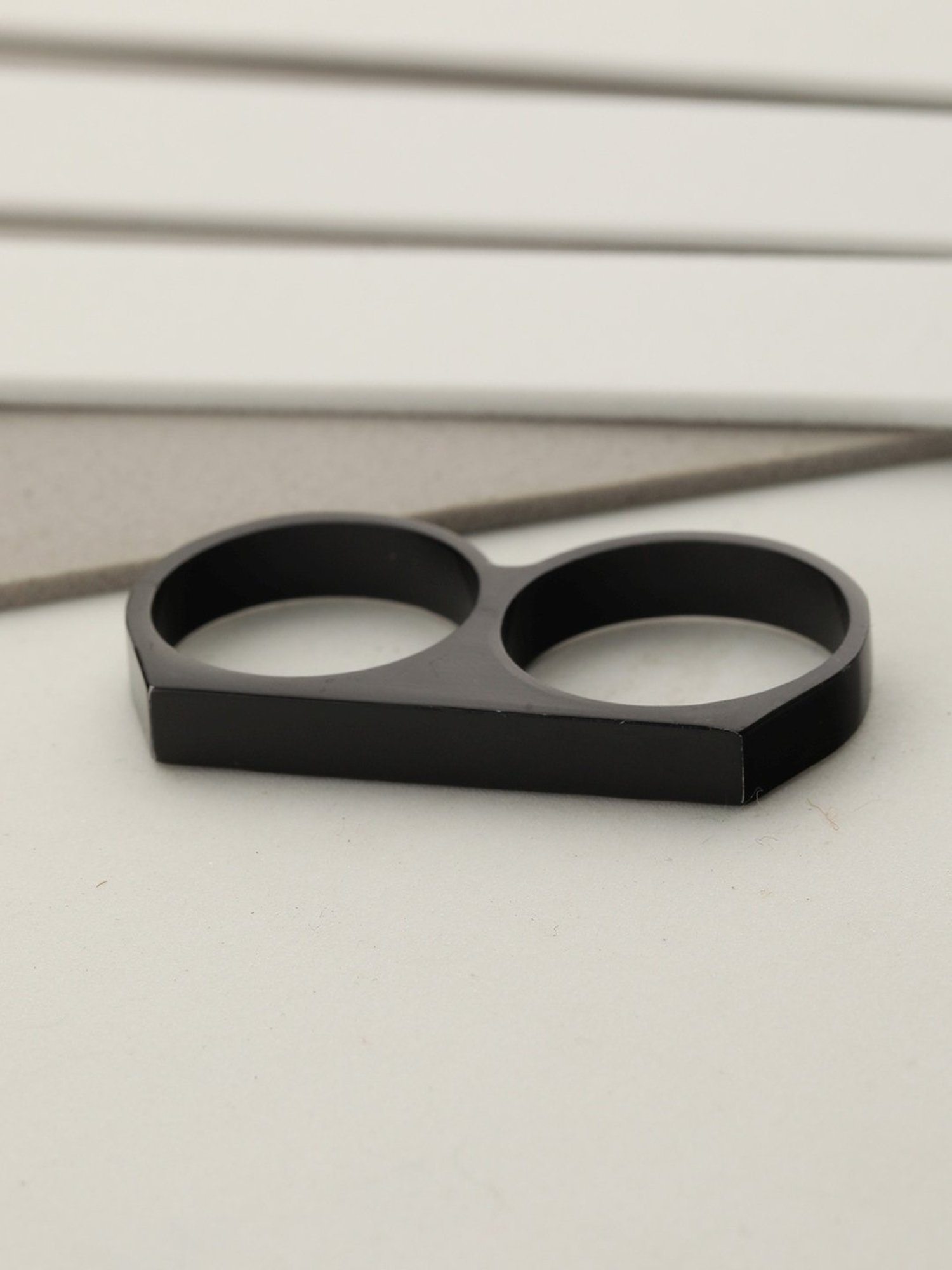 Bold by Priyaasi Black Knuckle Two-Finger Ring