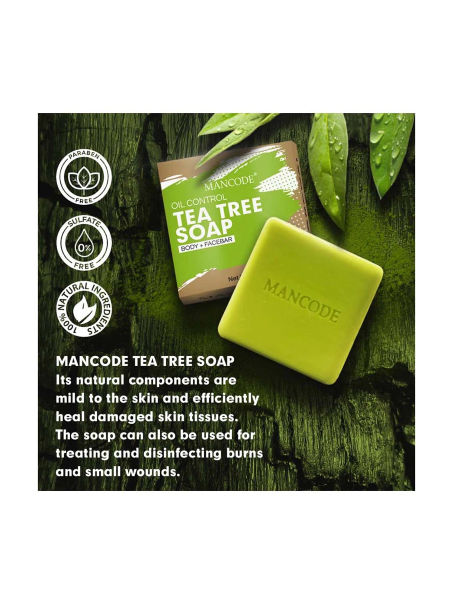 Mancode Geranium & Tea Tree Beard Oil & Tea Tree Soap & Tea Tree Scrub (Pack of 3)