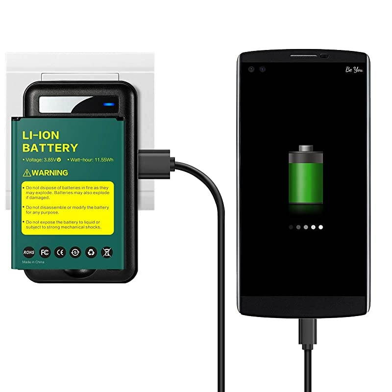 LG V10 Battery,  2X 3000mAh Replacement LG BL-45B1F Li-ion Battery with Charger for LG V10 H900 H901 H960A VS990 LS992 | LG V10 Spare Battery Kit
