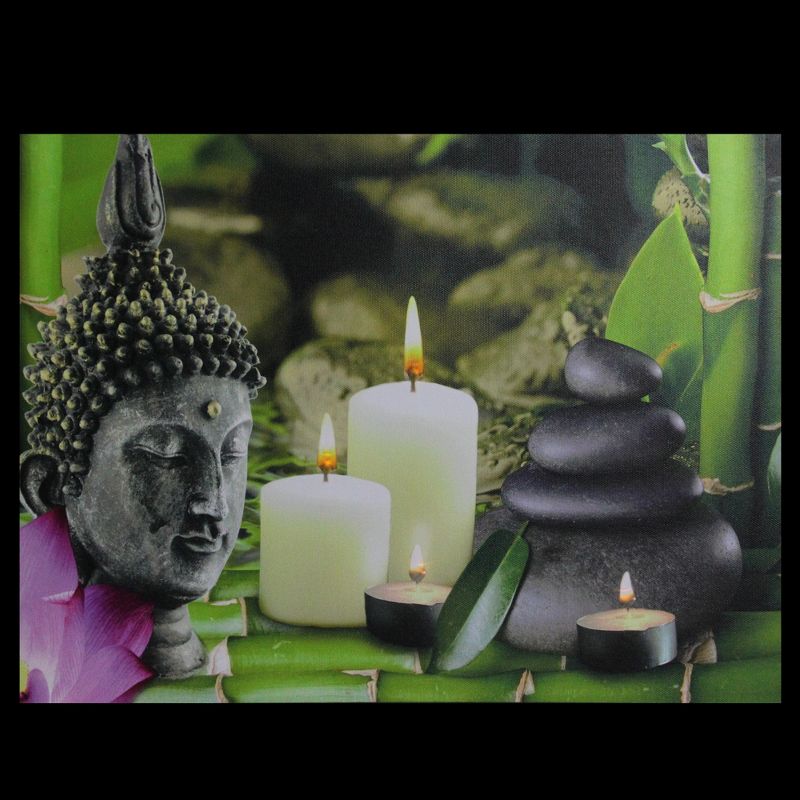 Northlight LED Lighted Buddha and Bamboo Canvas Wall Art 12" x 15.75"