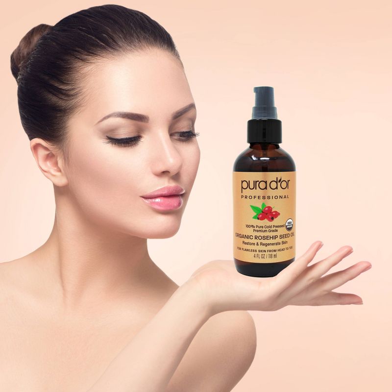 Pura d'or 100% Pure Organic Rosehip Seed Oil - 4 fl oz