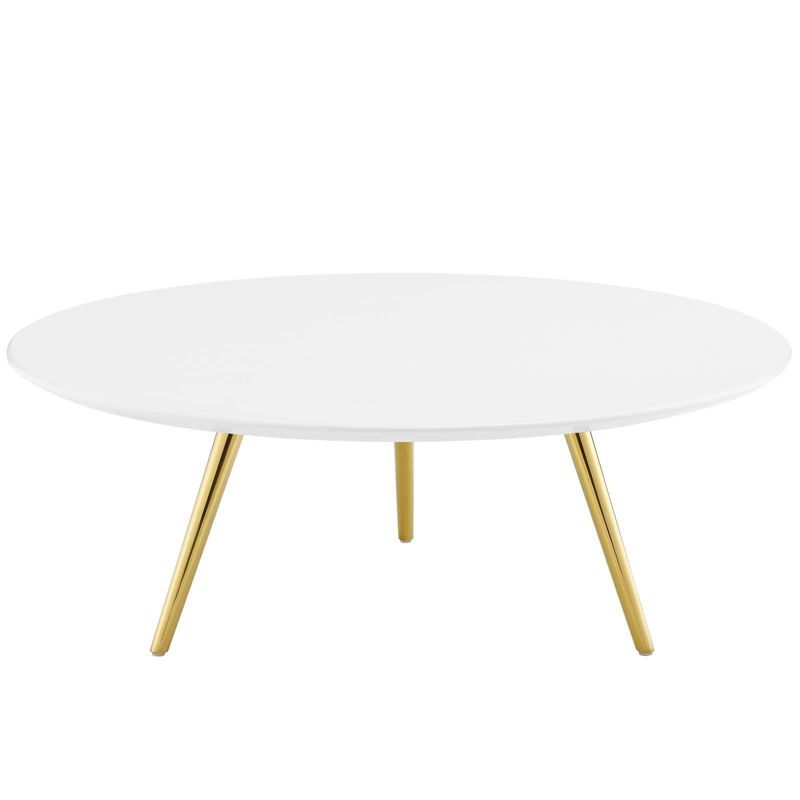40" Lippa Round Wood Top Coffee Table with Tripod Base Gold/White - Modway