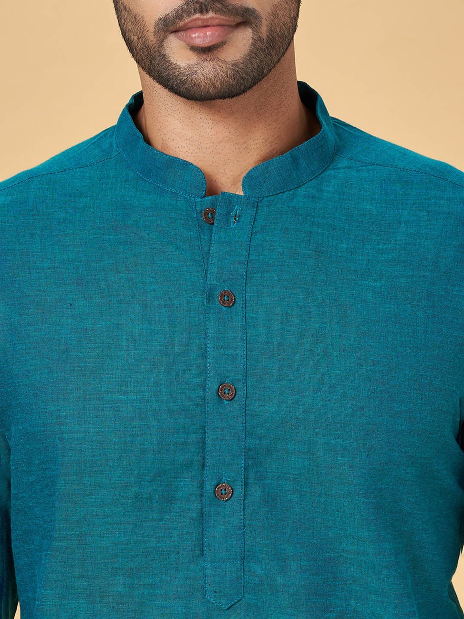 Indus Route by Pantaloons Teal Cotton Regular Fit Kurta