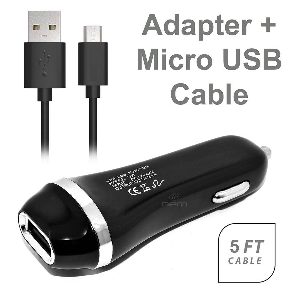 Black Rapid Car Charger Micro USB Cable Kit Compatible with Samsung Galaxy J1 4G Cell Phones [1 x USB Car Charger + 1 x 5 Feet Micro USB Cable] 2 in 1 Accessory Kit
