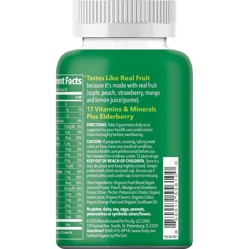 Fruily Organic Adult 50+ Multivitamin Real Fruit Gummy - 60ct