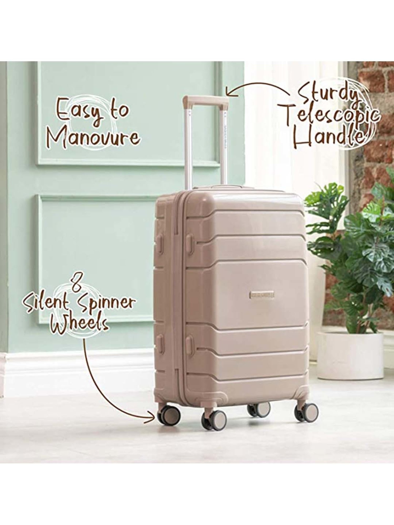 Nasher Miles Lisbon Polypropylene Champagne Hardsided Luggage Set (NM 10312 Lisbon Champagne S2)