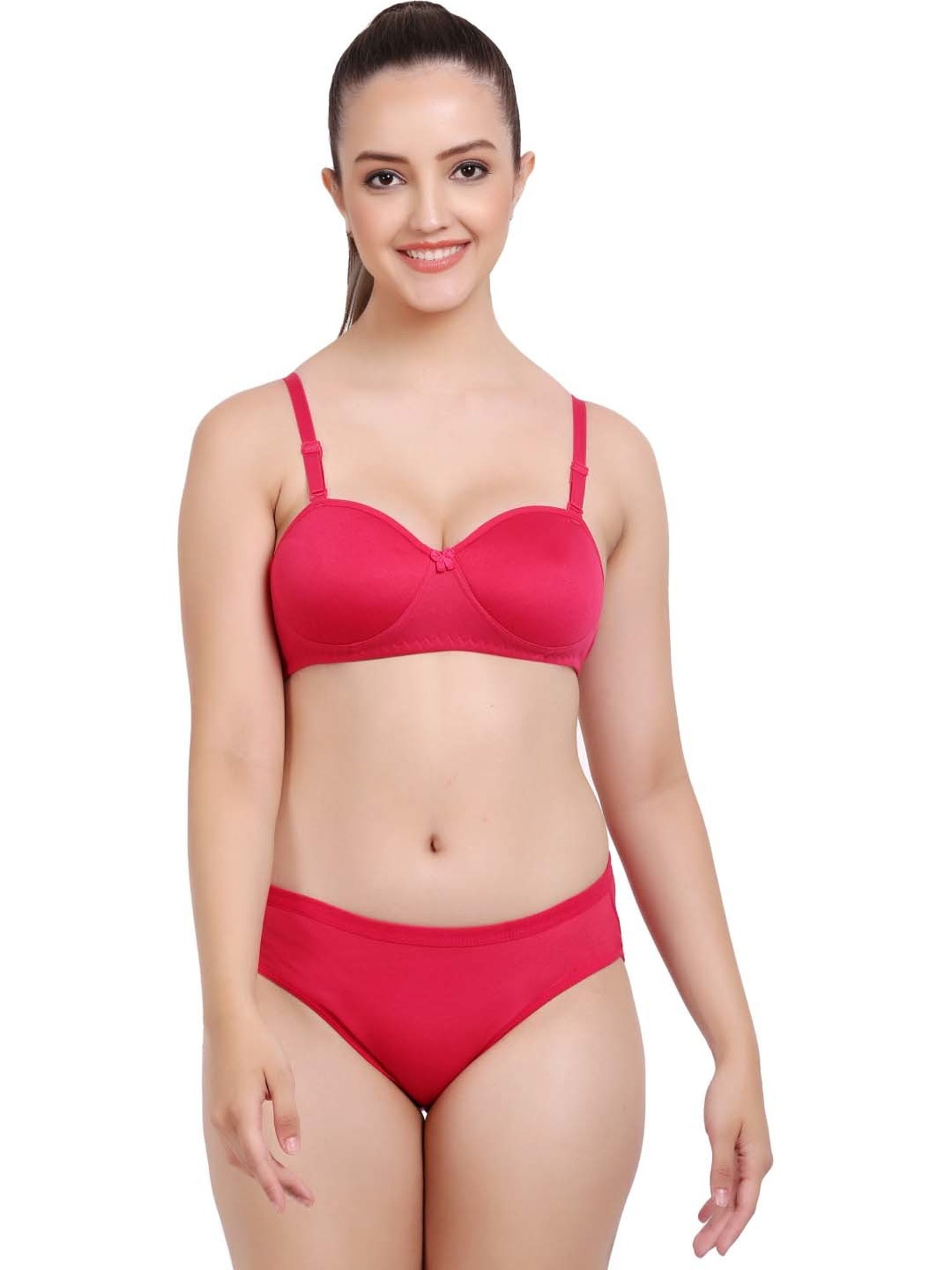 AROUSY Red Cotton Bra & Panty Set
