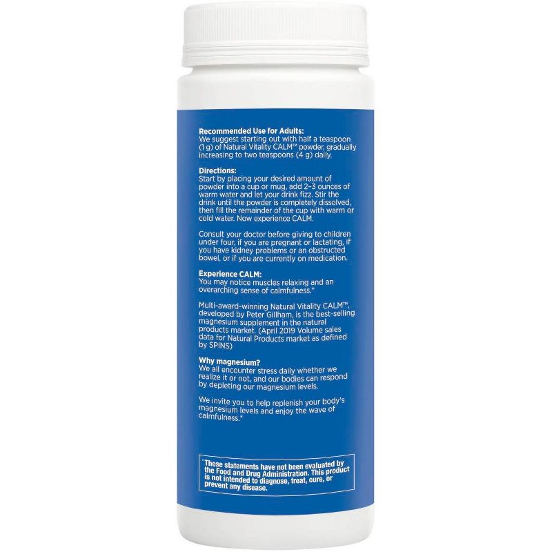 Natural Vitality Natural Calm Anti-Stress Vegan Magnesium Supplement Powder - Raspberry Lemon - 8oz