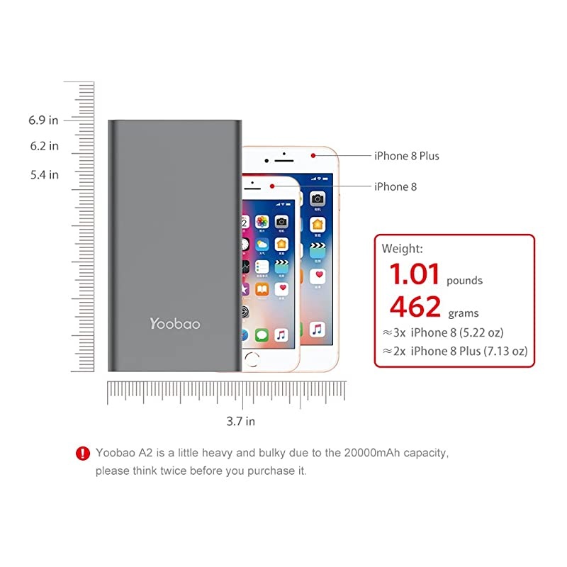 20000mAh Power Bank Mobile Phone Charger External Battery Pack Battery Backup Cell Phone (Dual Input, Dual USB Output) Compatible iPhone 11 Xs Xr X 8 7 Plus, iPad, Samsung and More - Blue