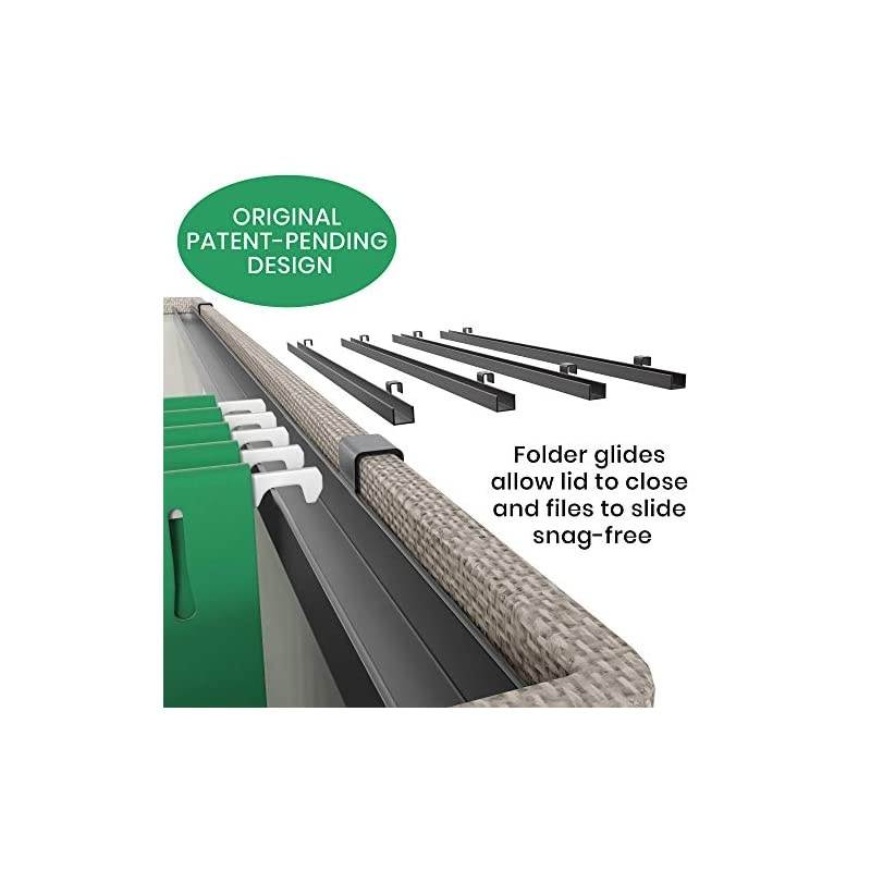 Boxes for Hanging s | Decorative Hanging Folder Organizer with Lid | Portable Filing Box with Patent-Pending Folder Glides for Easy Movement | Beige Linen Storage Solutions - Set of 2