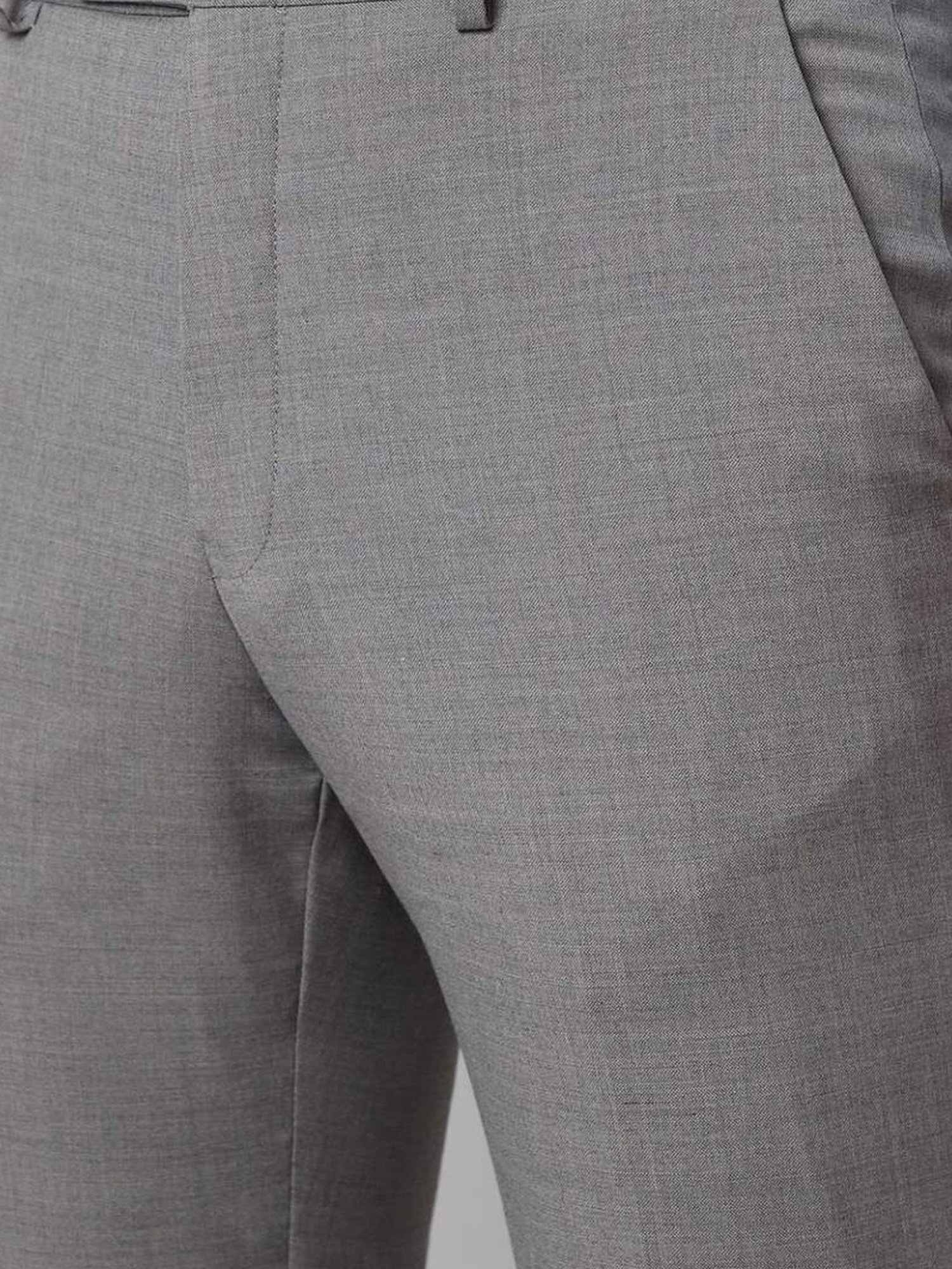 Luxure By Louis Philippe Grey Slim Fit Texture Trousers