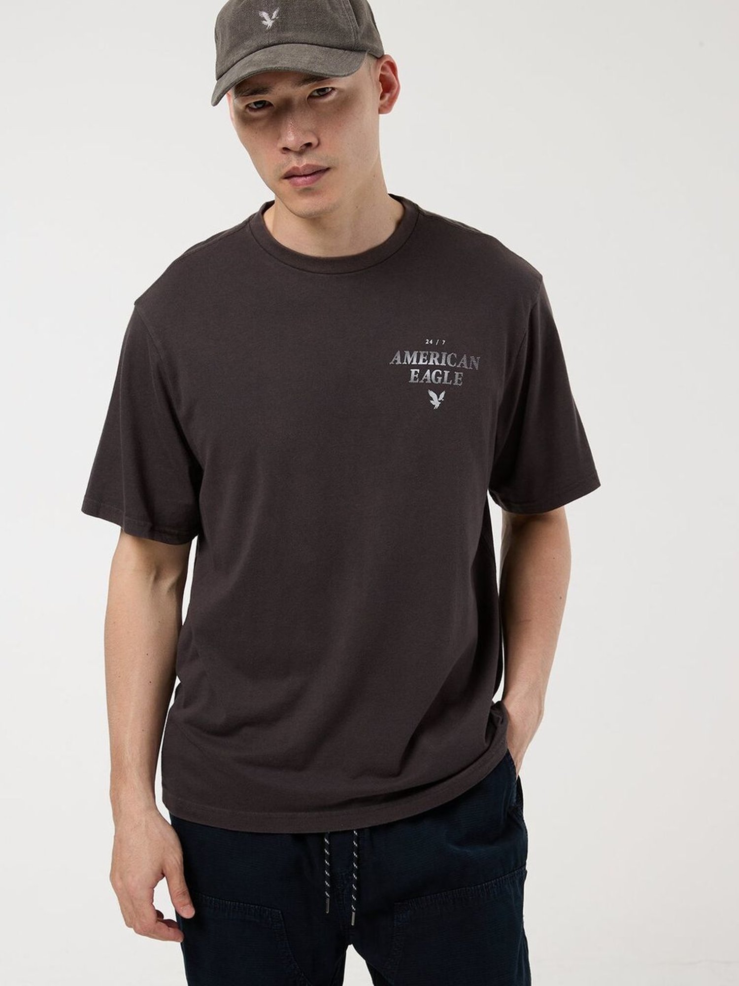 American Eagle Brown Regular Fit Printed T-Shirt