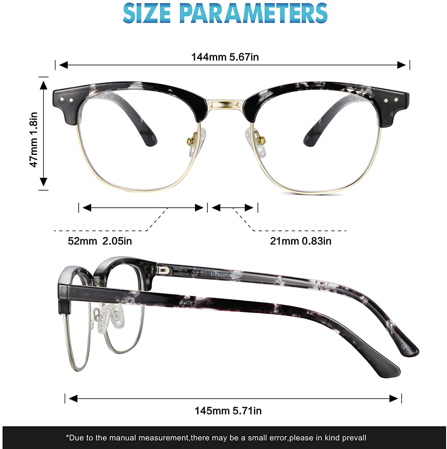 Blue Light Glasses Men Women,Blue Light Blocking Glasses for Computer Gaming/TV/Phones Anti Eye Strain,Semi Rimless Anti Blue Light Blocker Eyewear(C4-Tortoiseshell)