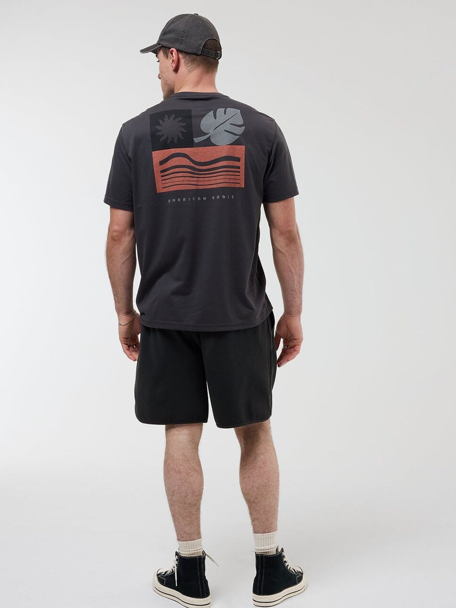 American Eagle Grey Regular Fit Printed T-Shirt