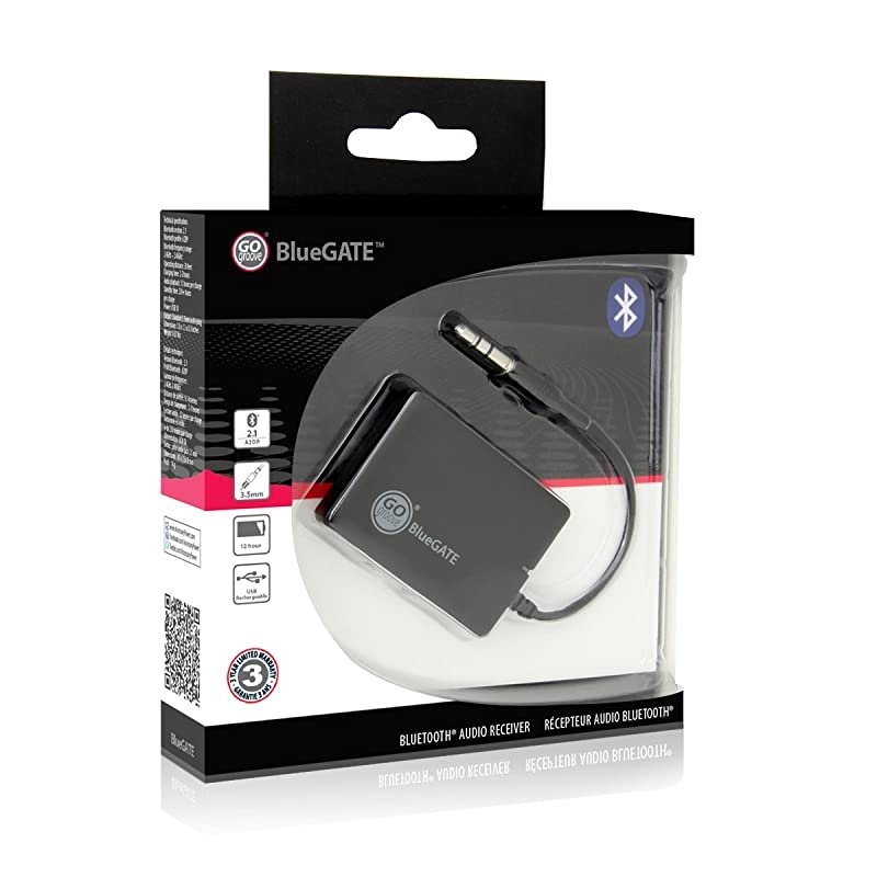 BlueGATE Portable Bluetooth Receiver 35mm AUX Wireless Audio Adapter with Wireless 14 Hour Music Streaming to Wired Stereo Speaker Sound Systems from Phones Tablets AUX Kit