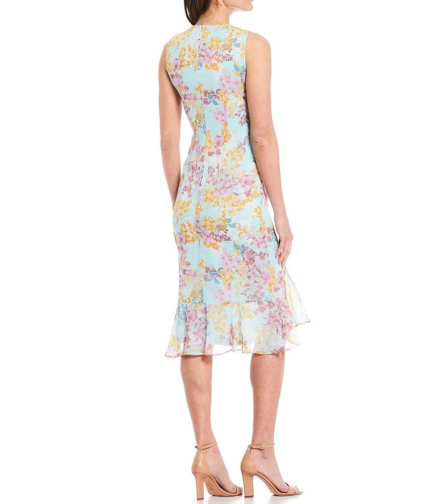 R & M Richards Faux Wrap V-Neck Embellished Waist Short Sleeve Dress