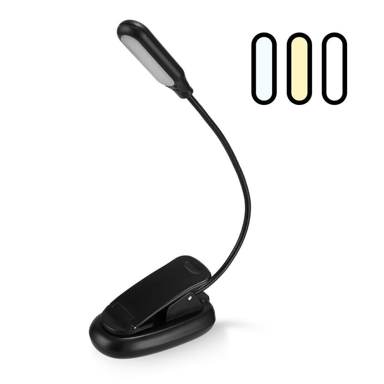 LED Reading Book Light USB Rechargeable Lamps With Flexible Clip For Reader USA