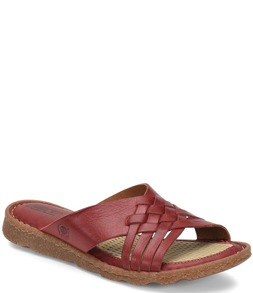 Born Basia Woven Leather Slide Sandals