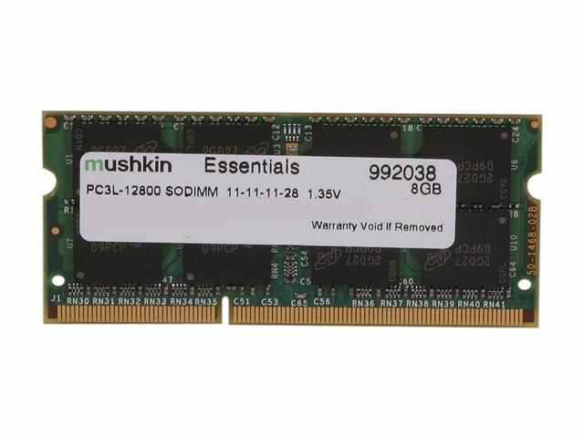 Mushkin Enhanced 8GB Essentials DDR3 PC3-12800 1600MHz 204-Pin Laptop Memory Model 992038