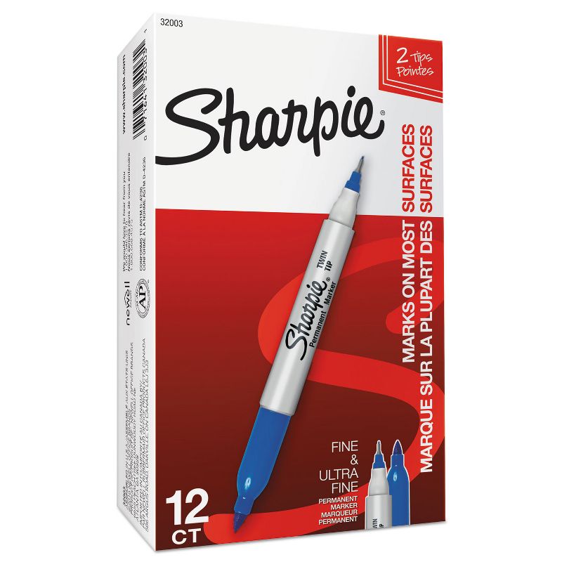 Sharpie Twin-Tip Permanent Marker Fine/Ultra Fine Point Blue 32003