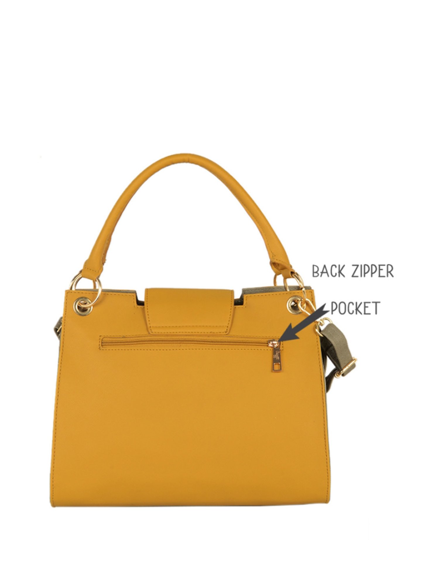 Baggit Yellow Solid Medium Handbag