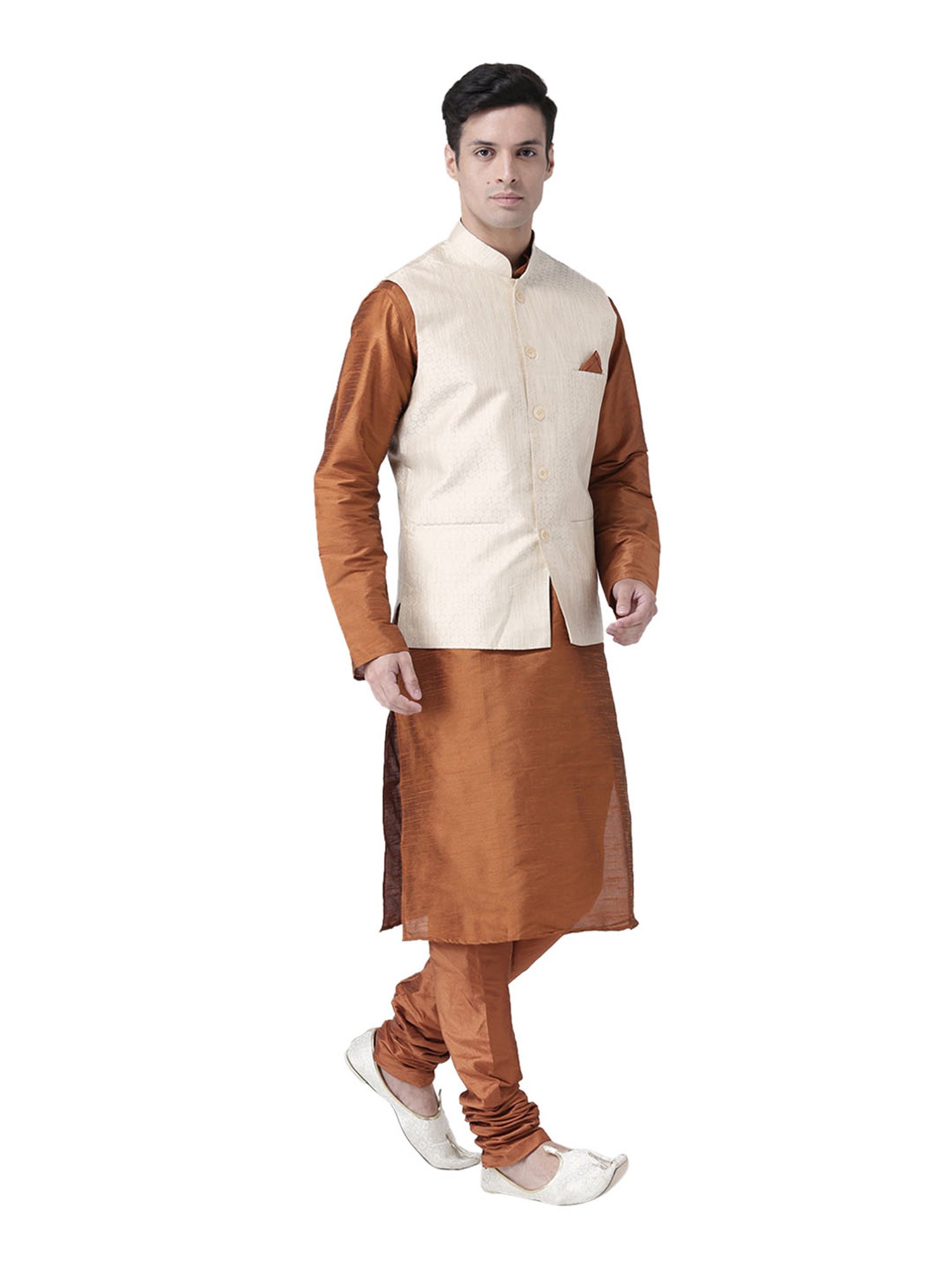 Vastramay White Cotton Straight Fit Embroidery Ethnic Suits