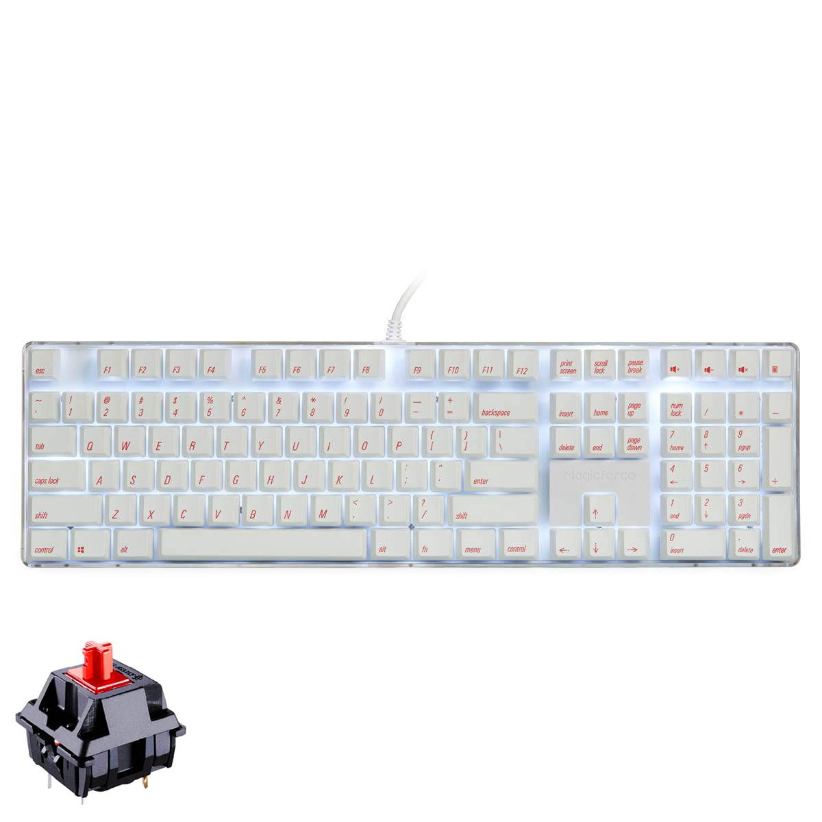 Qisan Magicforce N-key Rollover  Mechanical Keyboard Gaming Keyboard Cherry MX Brown  100% Full Size 108 Keys with White Backlight Case,PBT Keycaps