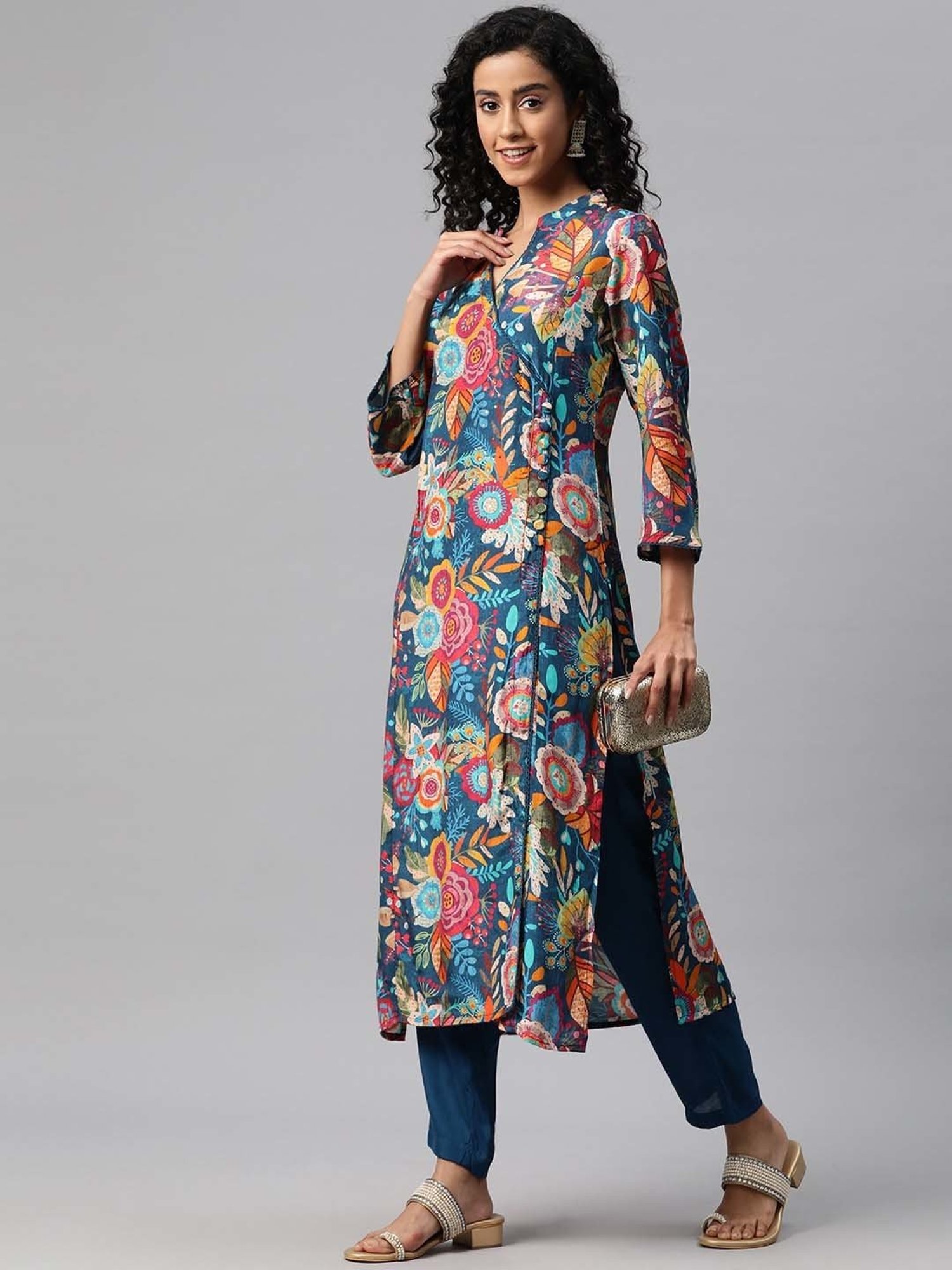 URBAN MYSTIC Black Rayon Embroidered Kurta & Sharara Set