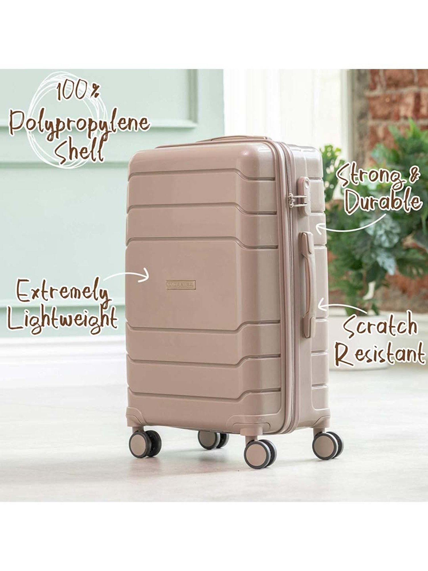 Nasher Miles Lisbon Polypropylene Champagne Hardsided Luggage Set (NM 10312 Lisbon Champagne S2)