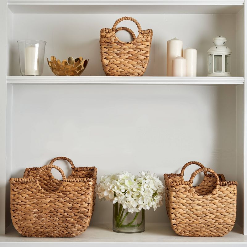 3pc Water Hyacinth Stackable Storage Baskets Natural - Haven Way