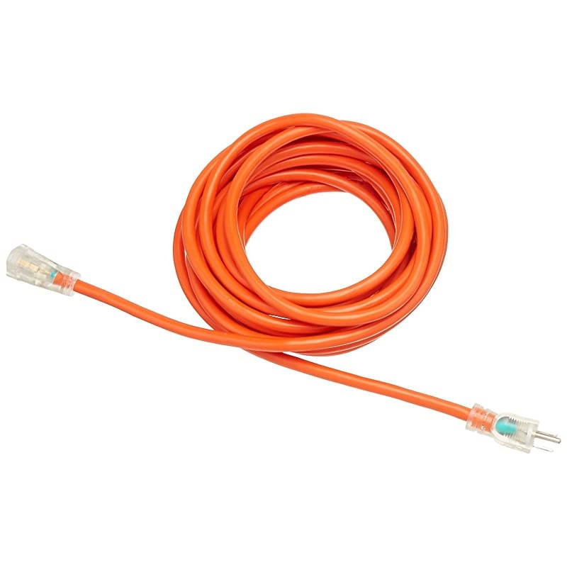 123 SJTW HeavyDuty Lighted Extension Cord 25Foot Orange 4Pack