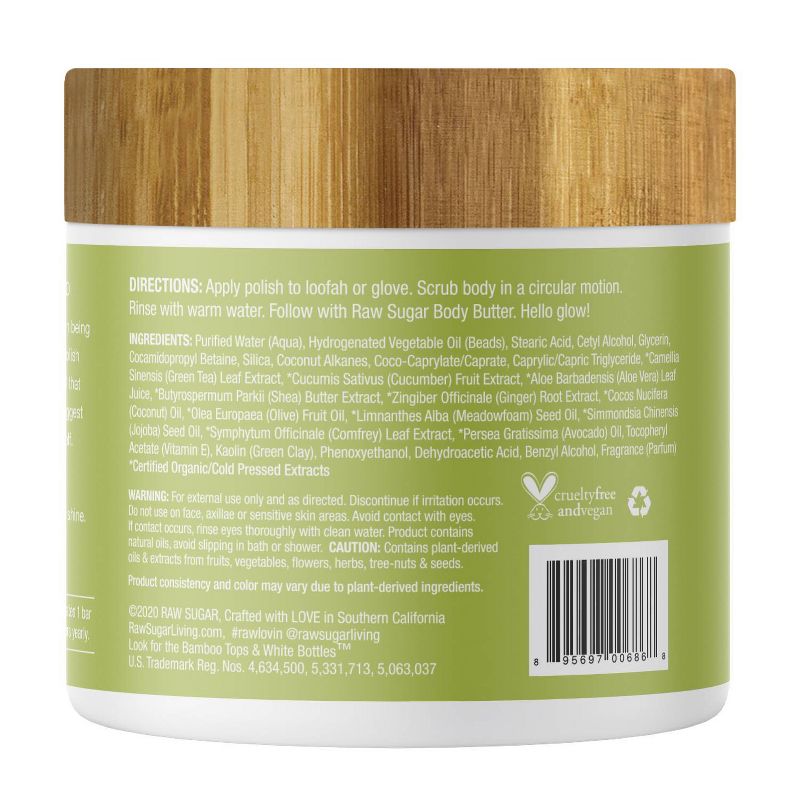 Raw Sugar Sensitive Skin Whipped Polish Green Tea + Cucumber + Aloe Vera - 15oz