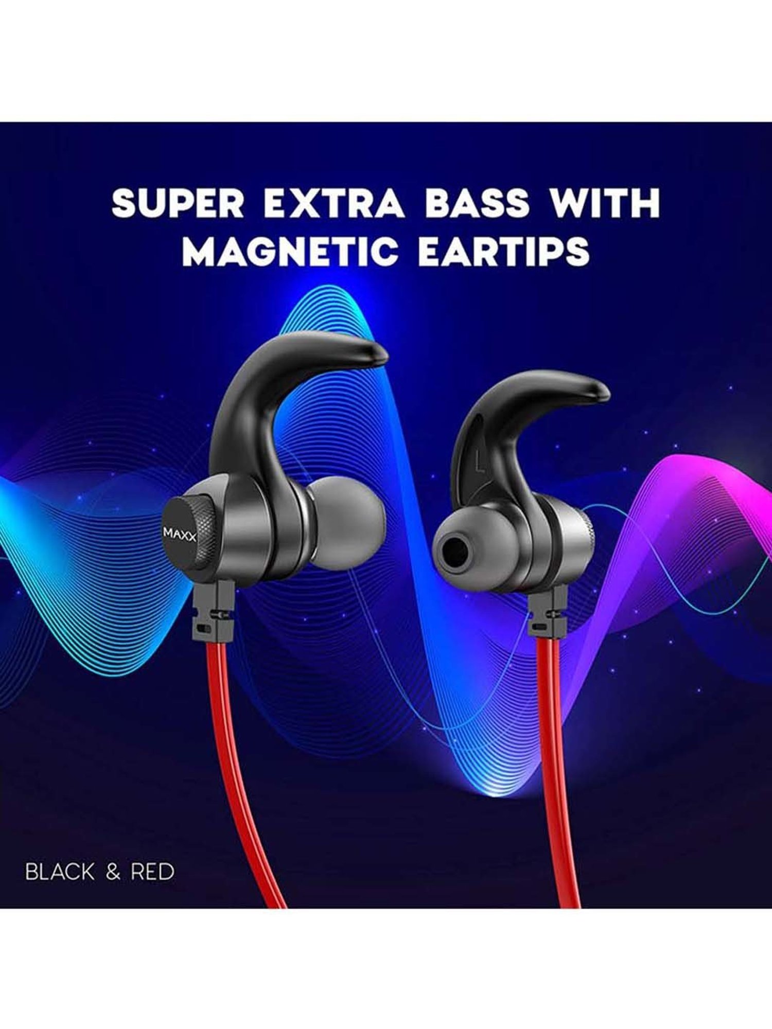 Maxx NX10 Wireless Neckband with Rapid Charge (Black/Red)