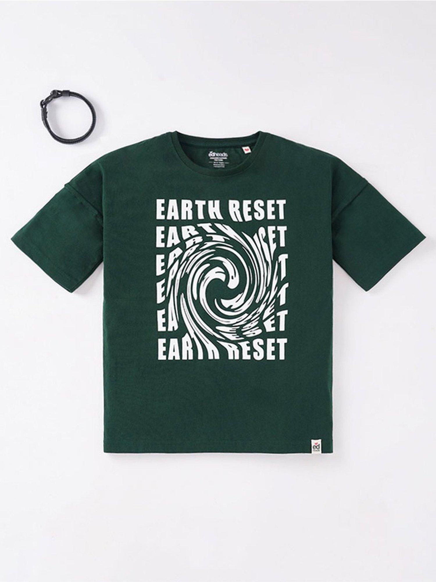 Edheads Boys Green Cotton Printed T-Shirt