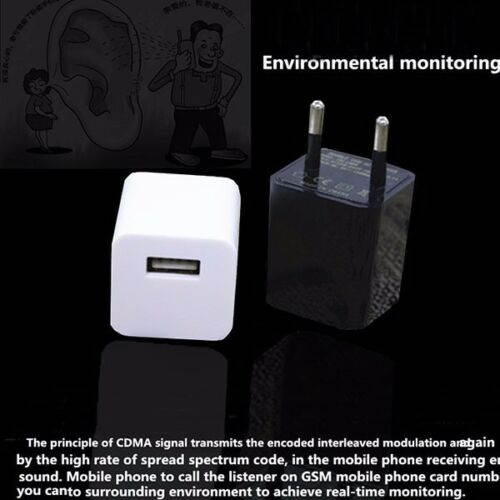 Voice Activated Spy Wall Charger GSM GPS Tracker Audio Ear Bug Listening Device