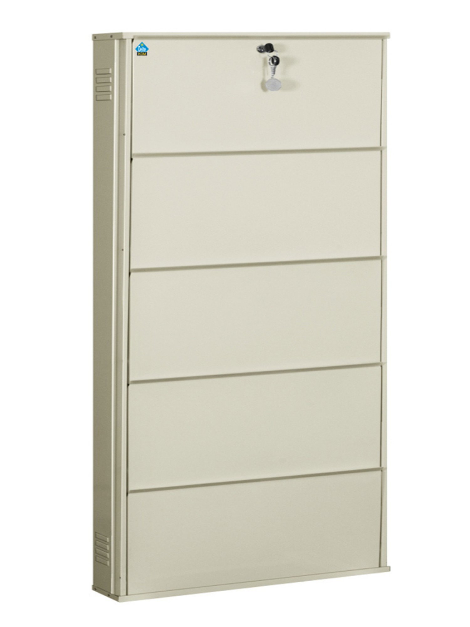 Delite Kom Metal Shoe Rack - 29" 5 Shelf, Ivory, PowderCoat, Wall Mount, DIY