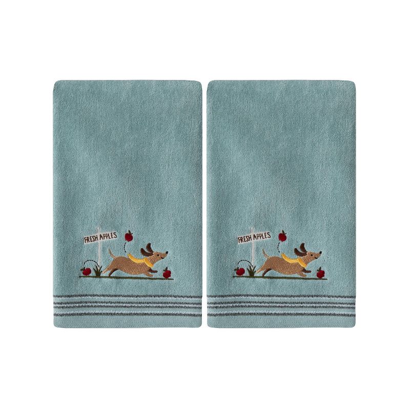 2pc Dog With Apples Hand Towel Set Aqua - SKL Home