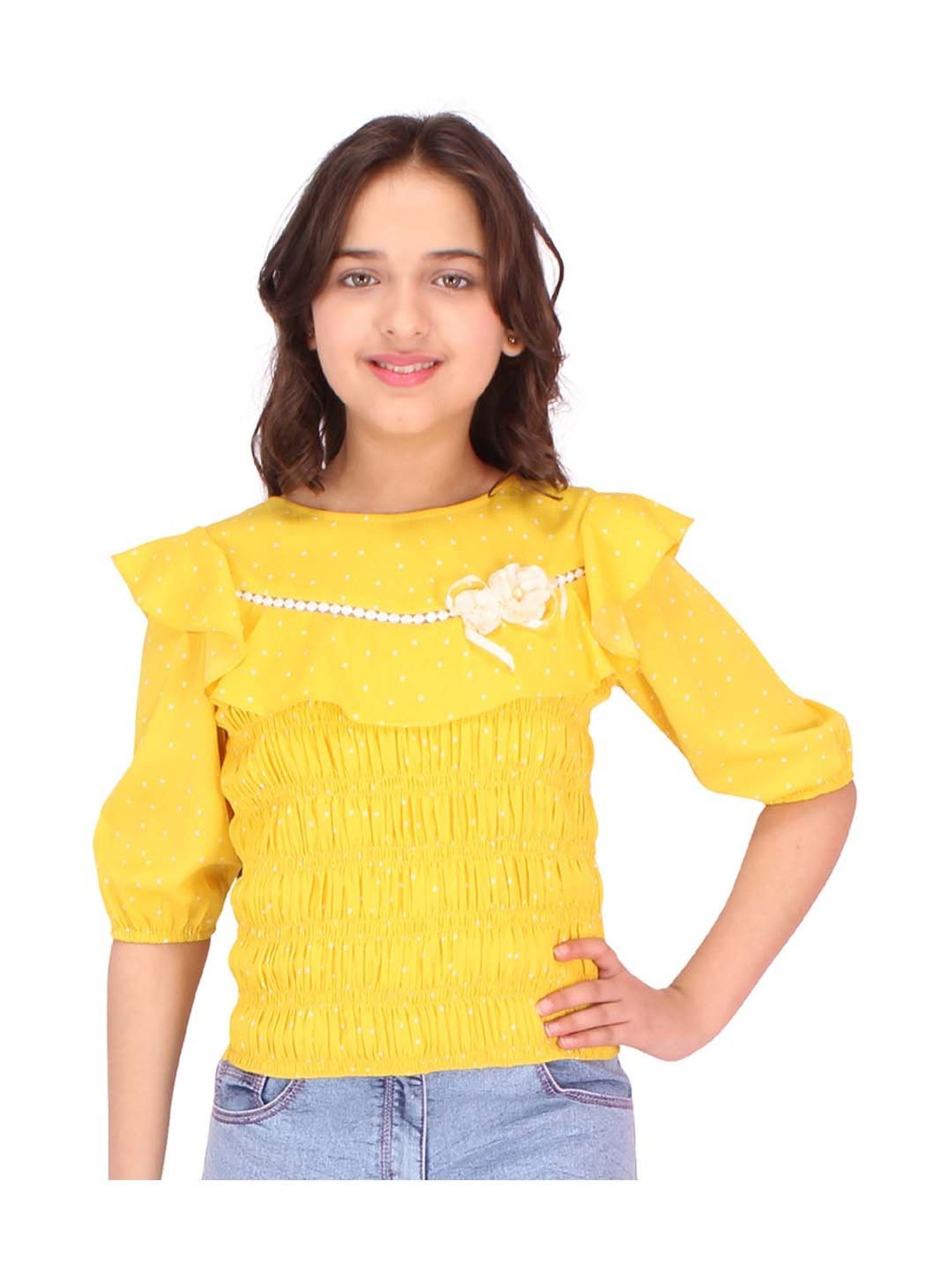 Cutecumber Kids Yellow Printed Top