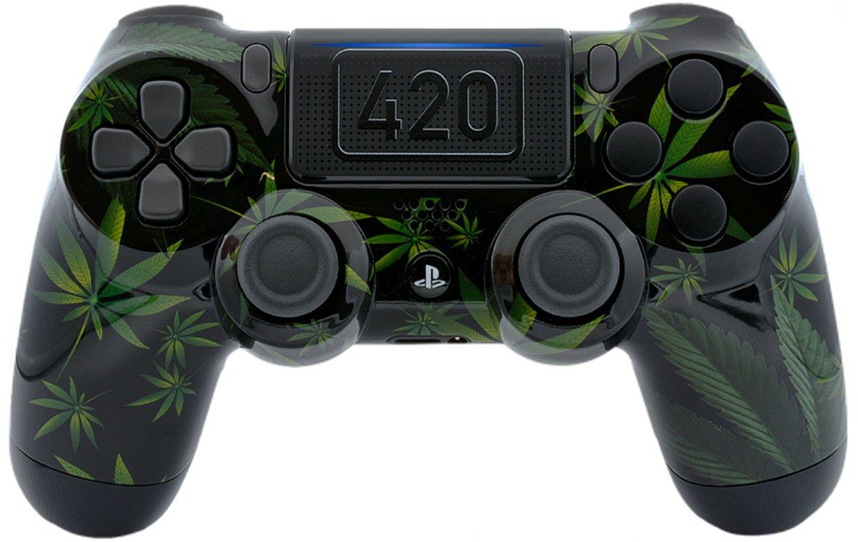 "420 Black" Ps4 PRO Custom UN-MODDED Controller Exclusive Unique Design with Custom Touchpad CUH-ZCT2