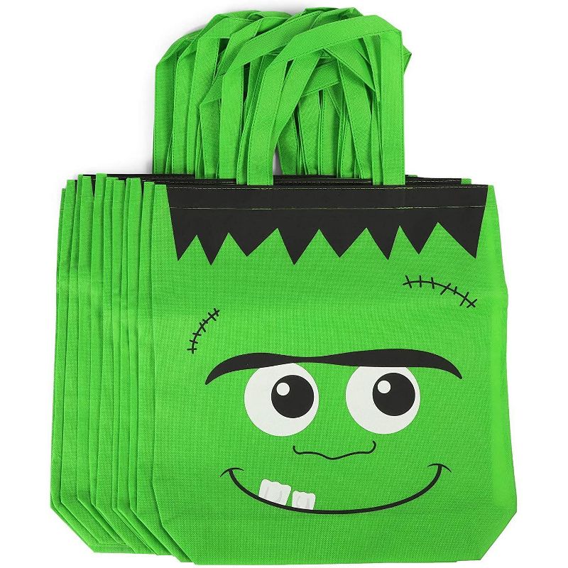 Spooky Central 12-Pack Halloween Trick or Treating, Frankenstein Party Gift Bags (16 x 15 x 4 in)