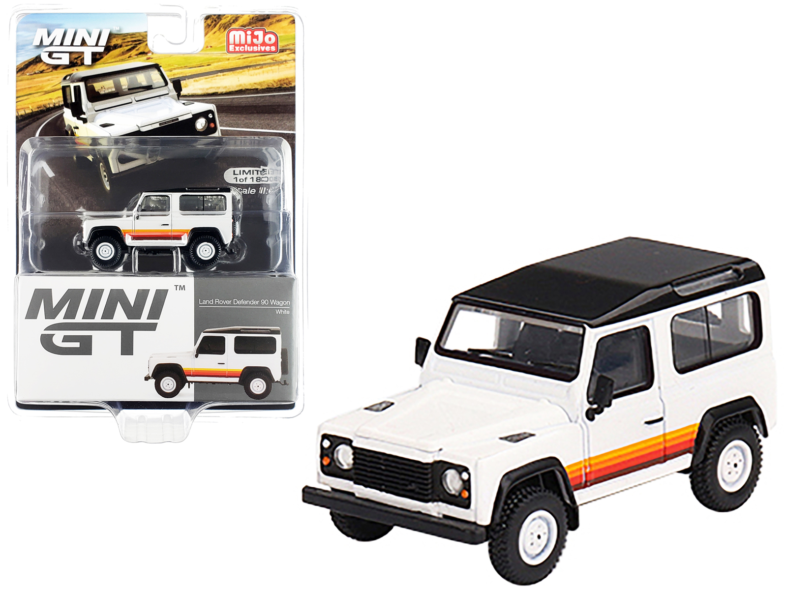 1985 Land Rover Defender 110 County Station Wagon Russet Brown with White Top Limited Edition to 1800 pieces Worldwide 1/64 Diecast Model Car by Mini GT
