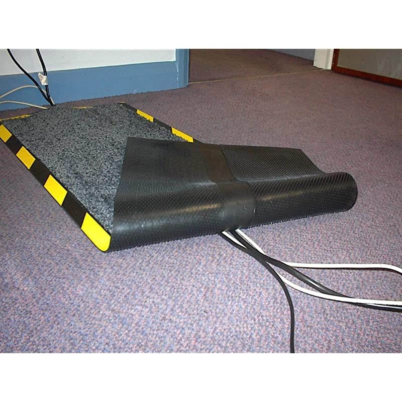Protect 47&frac14;in x 15?in Carpet and Rubber Cord Cover Mat Overfloor protector for cables cords or wires Protect from trips and falls Quick Easy Simple Repositionable