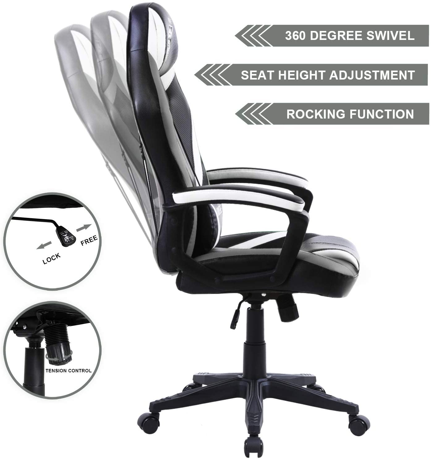 Vonesse Green Gaming Chair, Gaming Desk Chair for Teens, Computer Chair with Massage, High Back Home Office Desk Chairs, Big and Tall Gamer Chair, Computer Desk Chair, Game Chair for Kids (Green)
