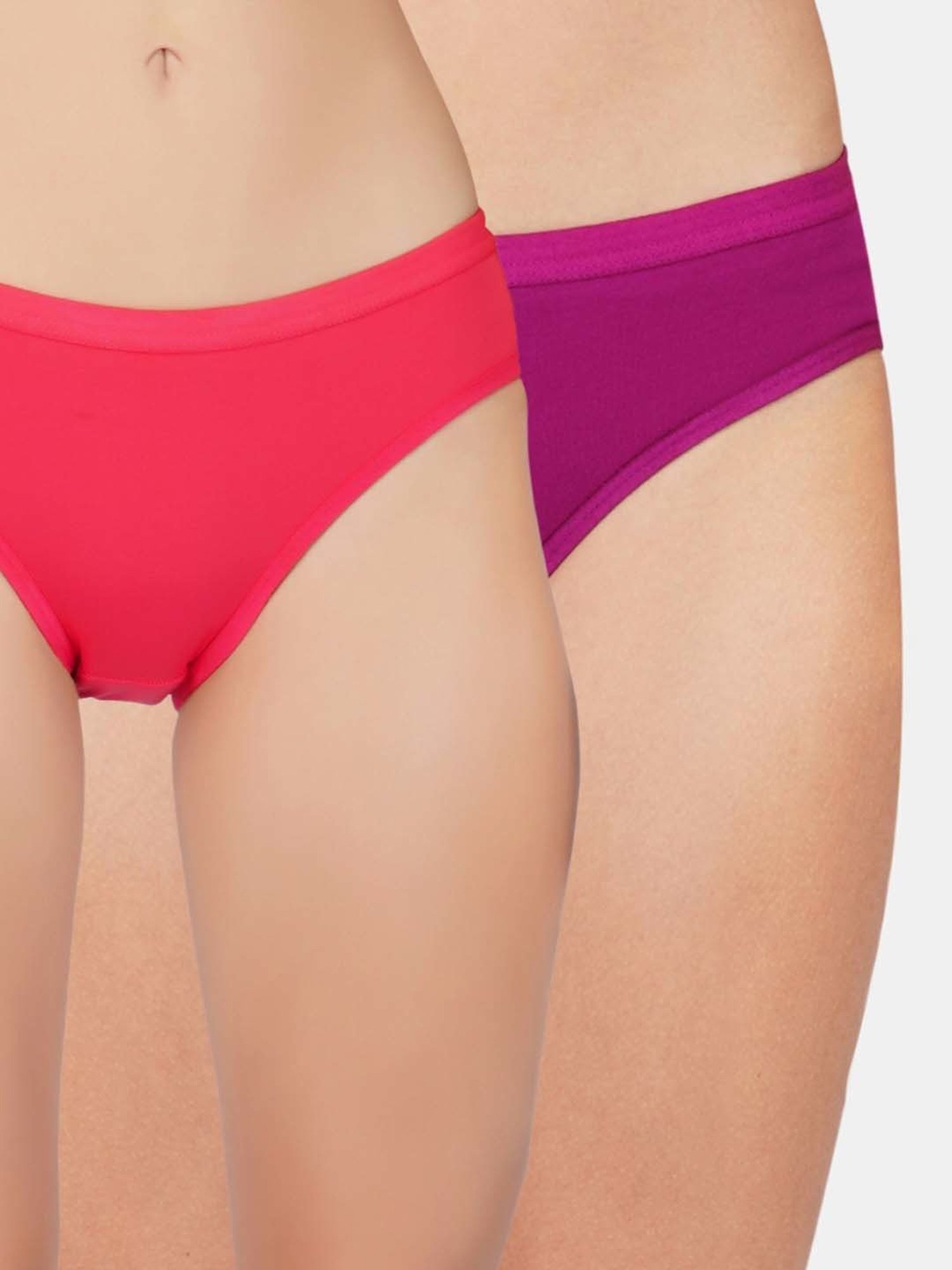 Bleeding Heart Pink & Purple Plain Panties - Pack Of 2