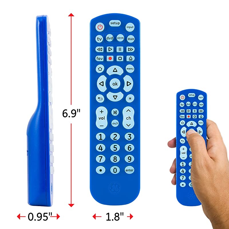 Backlit Universal Remote Control for Samsung, Vizio, LG, Sony, Sharp, Roku, Apple TV, TCL, Panasonic, Smart TV, Streaming Players, Blu-Ray, DVD, 4-Device, Blue, 45764