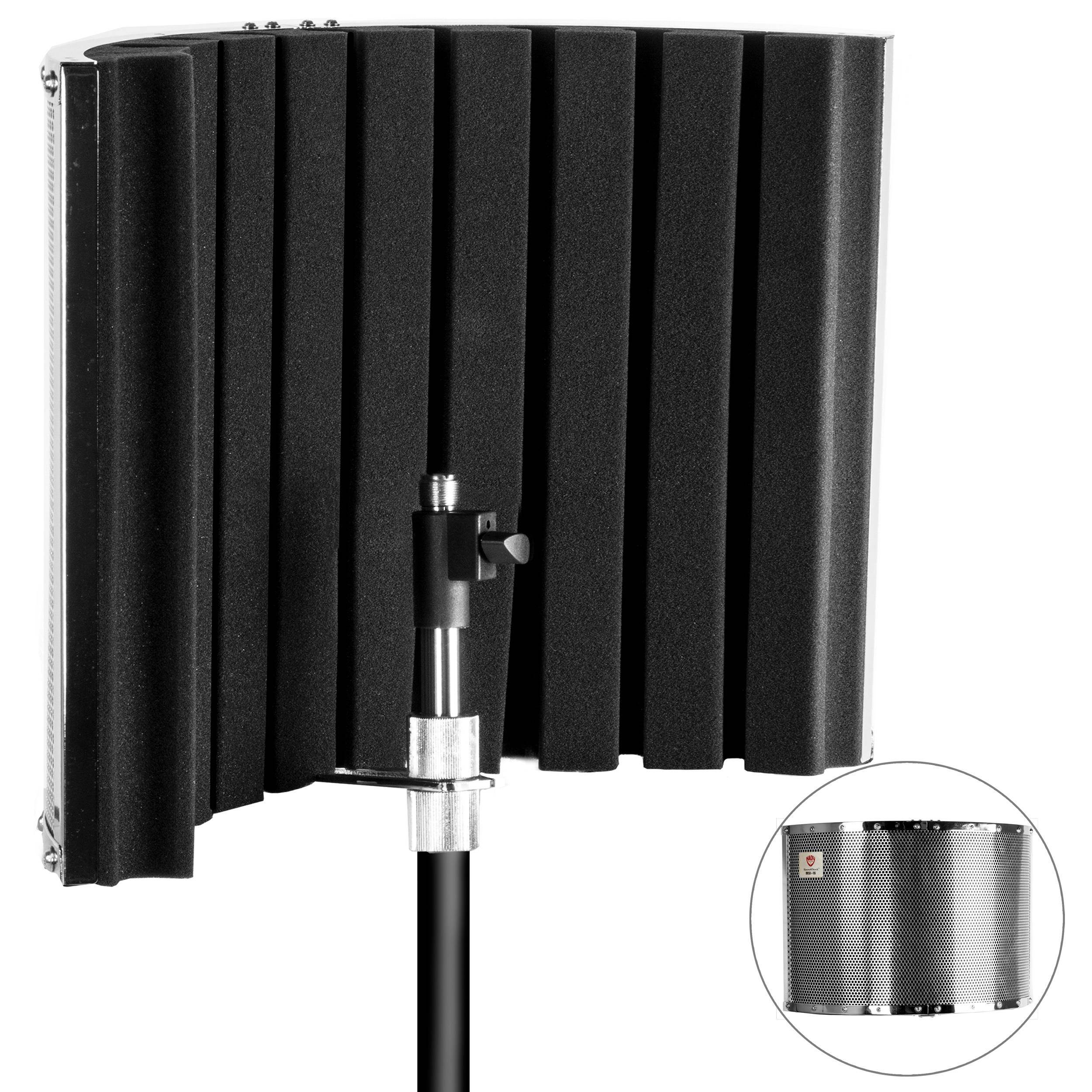 Nady MSI-16 Microphone Isolator - Reduces unwanted room noise in vocal recordings, lightweight metal with sound absorbing foam, rugged and portable, mounts to microphone