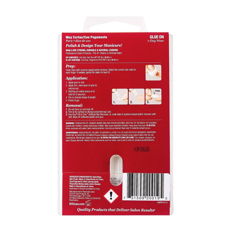 Kiss Full Cover Nails - Short Square 100ct